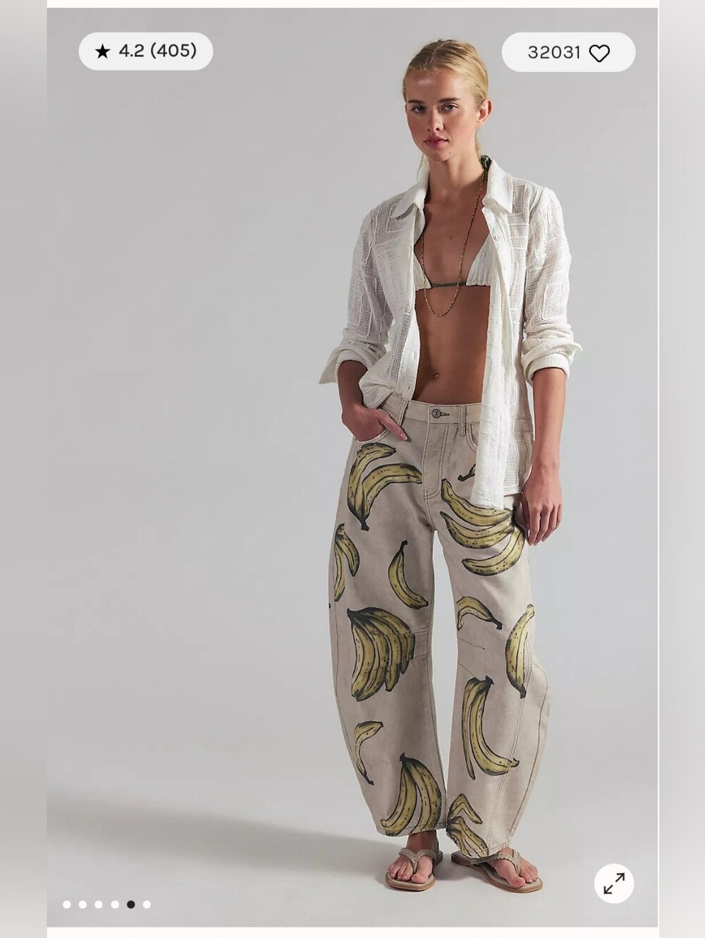 NWT We The Free Printed Good Luck Barrel Jeans in Go Bananas